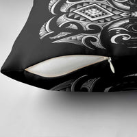 Black Ngaru Taniko With Aotearoa Maori Tattoo Pillow Cover - Polynesian Pride