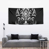 Black Ngaru Taniko With Aotearoa Maori Tattoo Tapestry