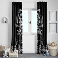 Black Ngaru Taniko With Aotearoa Maori Tattoo Window Curtain
