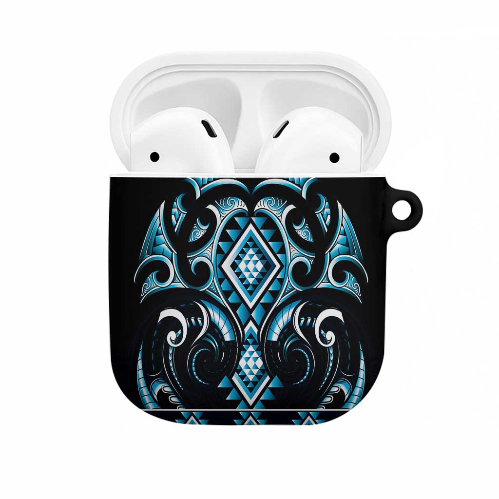 Blue Ngaru Taniko With Aotearoa Maori Tattoo AirPods Case - Polynesian Pride