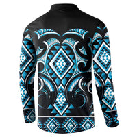 Blue Ngaru Taniko With Aotearoa Maori Tattoo Button Sweatshirt LT14 - Polynesian Pride