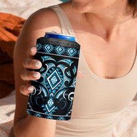 Blue Ngaru Taniko With Aotearoa Maori Tattoo 4 in 1 Can Cooler Tumbler