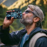 Blue Ngaru Taniko With Aotearoa Maori Tattoo 4 in 1 Can Cooler Tumbler