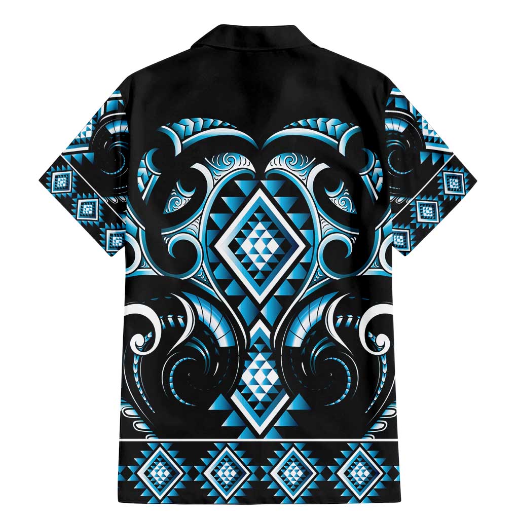 Blue Ngaru Taniko With Aotearoa Maori Tattoo Family Matching Mermaid Dress and Hawaiian Shirt LT14 - Polynesian Pride