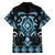 Blue Ngaru Taniko With Aotearoa Maori Tattoo Family Matching Off Shoulder Short Dress and Hawaiian Shirt