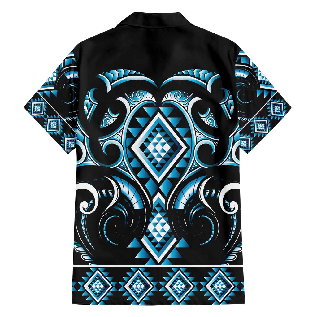 Blue Ngaru Taniko With Aotearoa Maori Tattoo Family Matching Puletasi and Hawaiian Shirt LT14 - Polynesian Pride