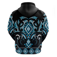 Blue Ngaru Taniko With Aotearoa Maori Tattoo Hoodie