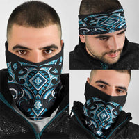 Blue Ngaru Taniko With Aotearoa Maori Tattoo Neck Gaiter - Polynesian Pride