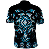 Blue Ngaru Taniko With Aotearoa Maori Tattoo Polo Shirt