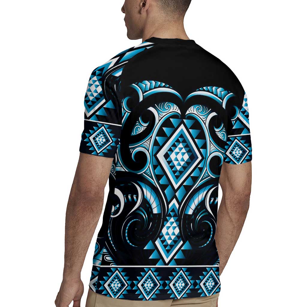 Blue Ngaru Taniko With Aotearoa Maori Tattoo Rugby Jersey