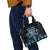 Blue Ngaru Taniko With Aotearoa Maori Tattoo Shoulder Handbag