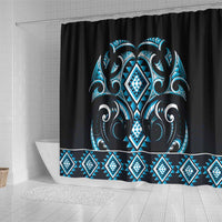 Blue Ngaru Taniko With Aotearoa Maori Tattoo Shower Curtain