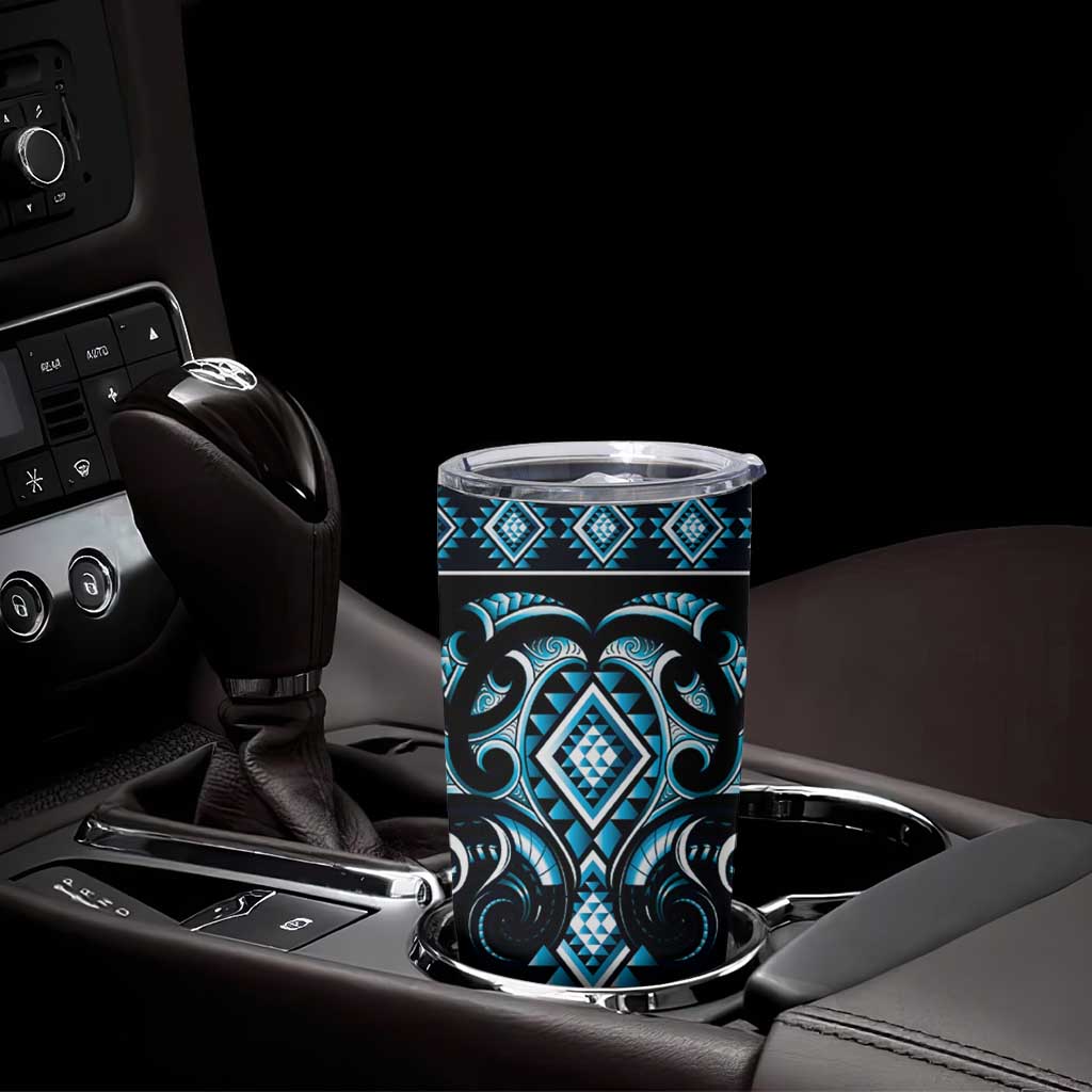 Blue Ngaru Taniko With Aotearoa Maori Tattoo Tumbler Cup