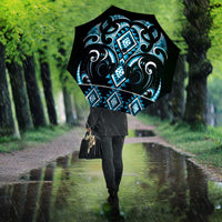 Blue Ngaru Taniko With Aotearoa Maori Tattoo Umbrella - Polynesian Pride