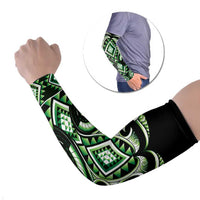 Green Ngaru Taniko With Aotearoa Maori Tattoo Arm Sleeves - Polynesian Pride