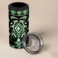 Green Ngaru Taniko With Aotearoa Maori Tattoo 4 in 1 Can Cooler Tumbler