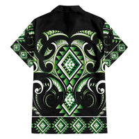 Green Ngaru Taniko With Aotearoa Maori Tattoo Family Matching Long Sleeve Bodycon Dress and Hawaiian Shirt LT14 - Polynesian Pride