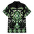 Green Ngaru Taniko With Aotearoa Maori Tattoo Family Matching Short Sleeve Bodycon Dress and Hawaiian Shirt