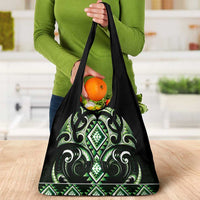 Green Ngaru Taniko With Aotearoa Maori Tattoo Grocery Bag