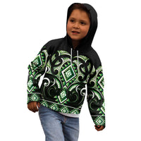 Green Ngaru Taniko With Aotearoa Maori Tattoo Kid Hoodie