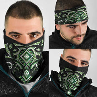 Green Ngaru Taniko With Aotearoa Maori Tattoo Neck Gaiter - Polynesian Pride