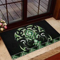 Green Ngaru Taniko With Aotearoa Maori Tattoo Rubber Doormat LT14 - Polynesian Pride