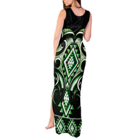 Green Ngaru Taniko With Aotearoa Maori Tattoo Tank Maxi Dress