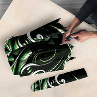 Green Ngaru Taniko With Aotearoa Maori Tattoo Umbrella - Polynesian Pride
