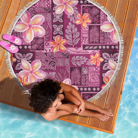 Pink Hawaii Plumeria With Tropical Flowers Motifs Beach Blanket