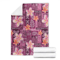 Pink Hawaii Plumeria With Tropical Flowers Motifs Blanket