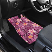 Pink Hawaii Plumeria With Tropical Flowers Motifs Car Mats