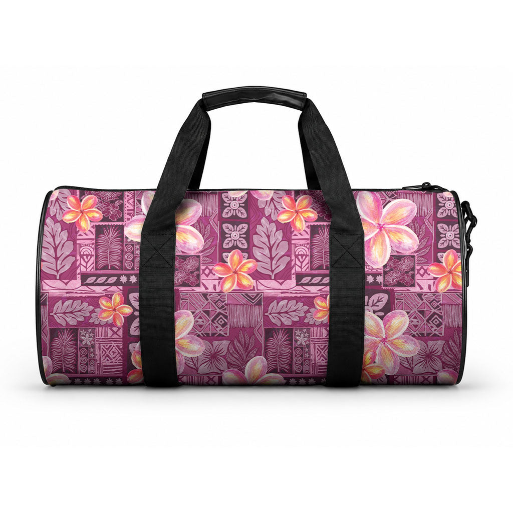 Pink Hawaii Plumeria With Tropical Flowers Motifs Duffle Bag LT14 One size Pink - Polynesian Pride