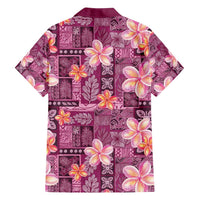 Pink Hawaii Plumeria With Tropical Flowers Motifs Family Matching Long Sleeve Bodycon Dress and Hawaiian Shirt LT14 - Polynesian Pride
