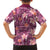Pink Hawaii Plumeria With Tropical Flowers Motifs Family Matching Short Sleeve Bodycon Dress and Hawaiian Shirt
