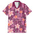 Pink Hawaii Plumeria With Tropical Flowers Motifs Family Matching Short Sleeve Bodycon Dress and Hawaiian Shirt