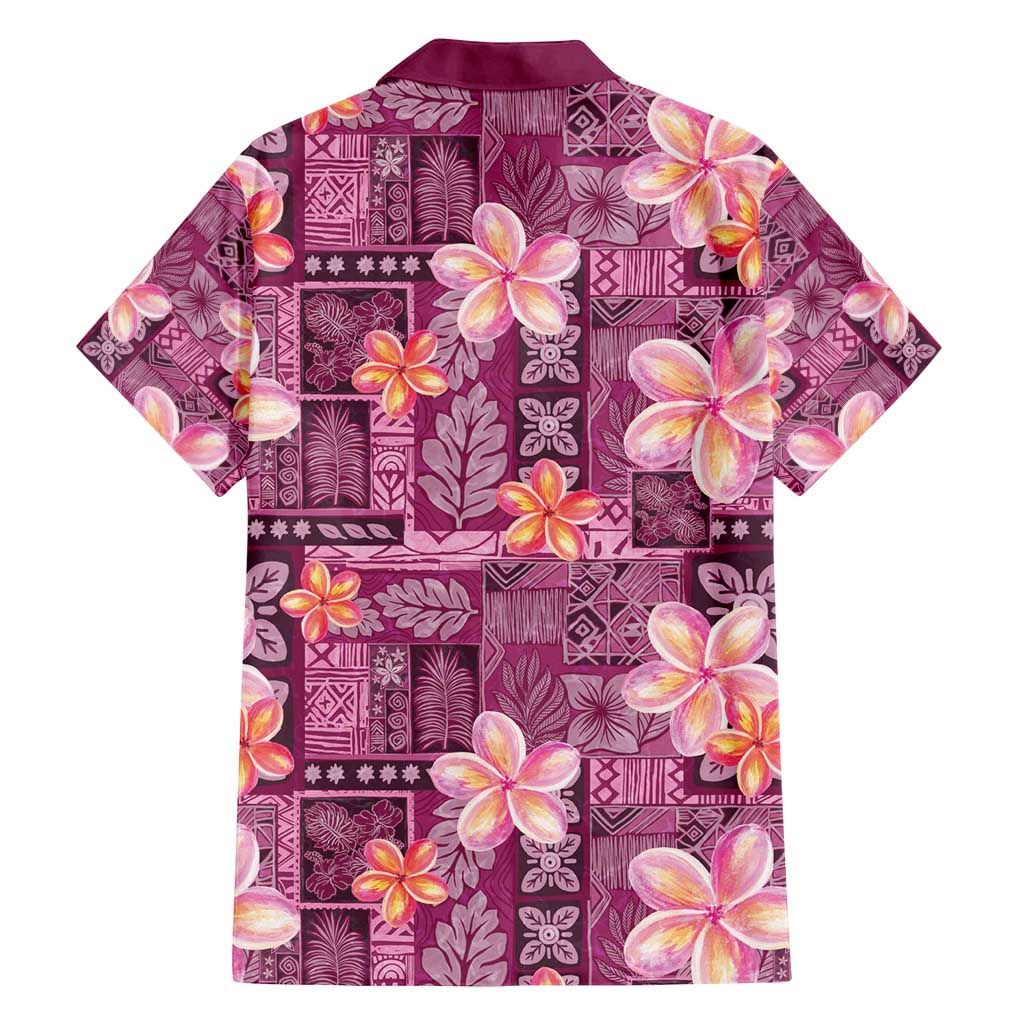 Pink Hawaii Plumeria With Tropical Flowers Motifs Family Matching Summer Maxi Dress and Hawaiian Shirt LT14 - Polynesian Pride