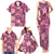Pink Hawaii Plumeria With Tropical Flowers Motifs Family Matching Tank Maxi Dress and Hawaiian Shirt