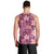 Pink Hawaii Plumeria With Tropical Flowers Motifs Men Tank Top