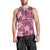 Pink Hawaii Plumeria With Tropical Flowers Motifs Men Tank Top