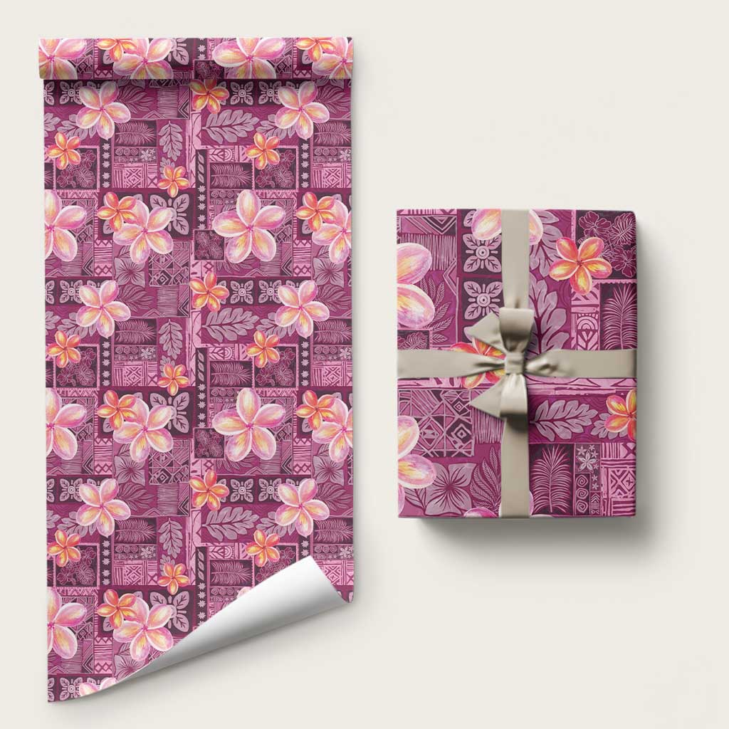 Pink Hawaii Plumeria With Tropical Flowers Motifs Wrapping Paper - Polynesian Pride