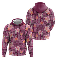 Pink Hawaii Plumeria With Tropical Flowers Motifs Zip Hoodie