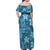 Cyan Hawaii Plumeria With Tropical Flowers Motifs Family Matching Off Shoulder Maxi Dress and Hawaiian Shirt