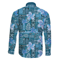 Cyan Hawaii Plumeria With Tropical Flowers Motifs Family Matching Off Shoulder Short Dress and Hawaiian Shirt LT14 - Polynesian Pride