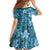Cyan Hawaii Plumeria With Tropical Flowers Motifs Family Matching Tank Maxi Dress and Hawaiian Shirt