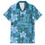 Cyan Hawaii Plumeria With Tropical Flowers Motifs Family Matching Tank Maxi Dress and Hawaiian Shirt