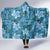 Cyan Hawaii Plumeria With Tropical Flowers Motifs Hooded Blanket