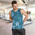 Cyan Hawaii Plumeria With Tropical Flowers Motifs Men Tank Top