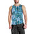 Cyan Hawaii Plumeria With Tropical Flowers Motifs Men Tank Top