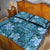 Cyan Hawaii Plumeria With Tropical Flowers Motifs Quilt Bed Set