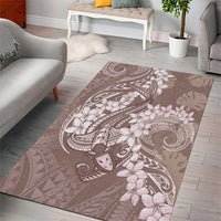Polynesia Hammerhead Shark Tattoo With Plumeria Lei Area Rug